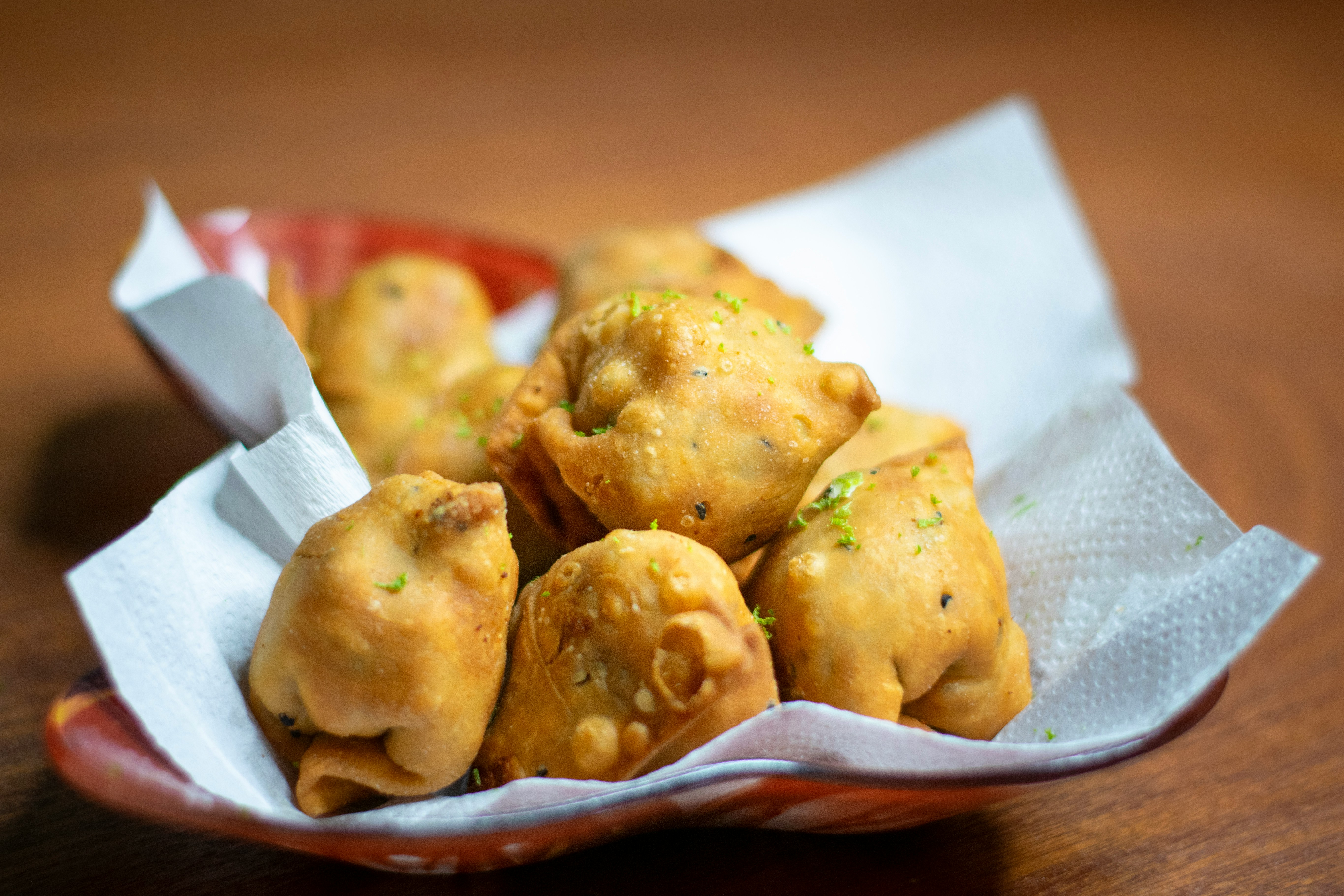 Golden fried samosas